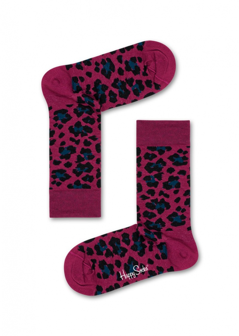 Happy Socks Leopard Socken Damen Dunkellila | Schweiz 45293JWPU