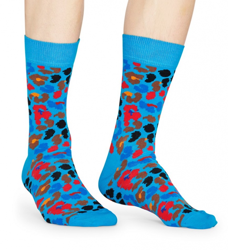 Happy Socks Multi Leopard Socken Unisex Hellblau | Schweiz 54321HWSC