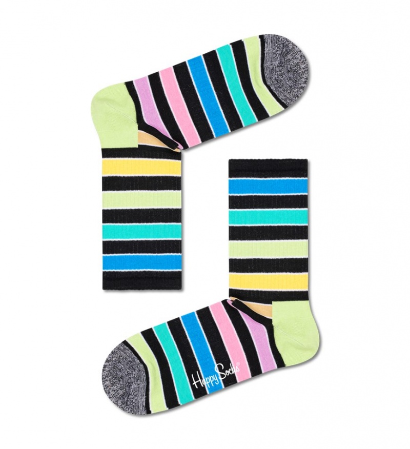 Happy Socks Multi Stripe 3/4 Crew Socken Unisex Schwarz | Schweiz 38419HSIC