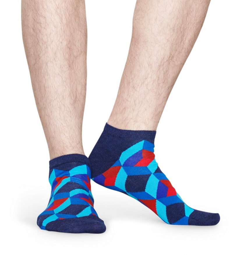 Happy Socks Optic Square Low Socken Unisex Blau | Schweiz 38014ANSG