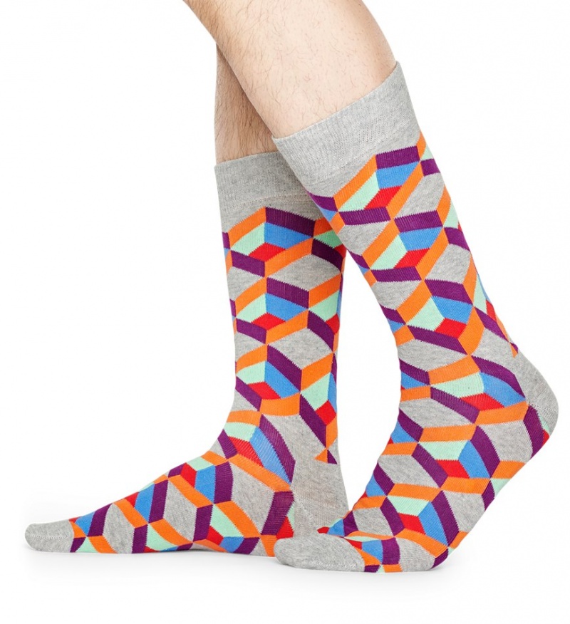 Happy Socks Optic Squre Socken Unisex Hellgrau | Schweiz 40582LTSO