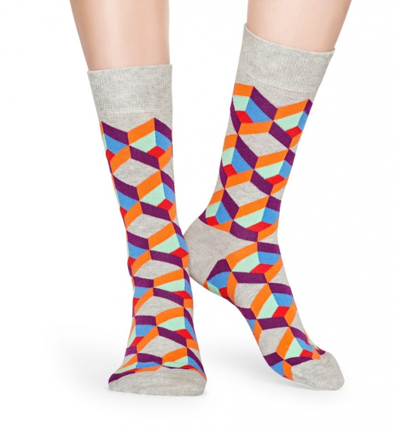 Happy Socks Optic Squre Socken Unisex Hellgrau | Schweiz 40582LTSO