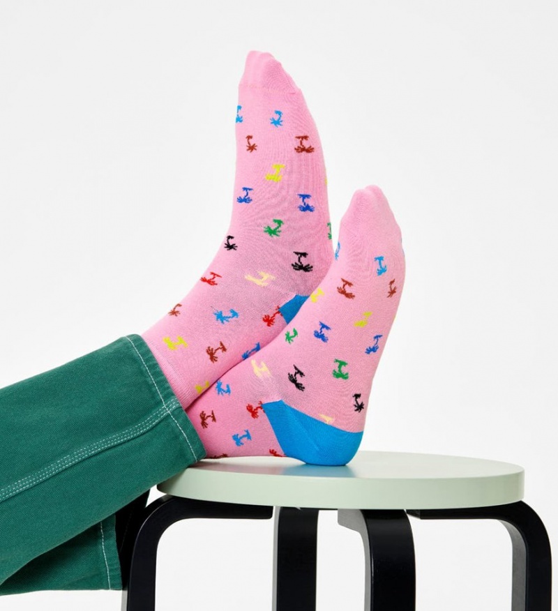 Happy Socks Palm 1/2 Crew Socken Unisex Rosa | Schweiz 41539TBEL