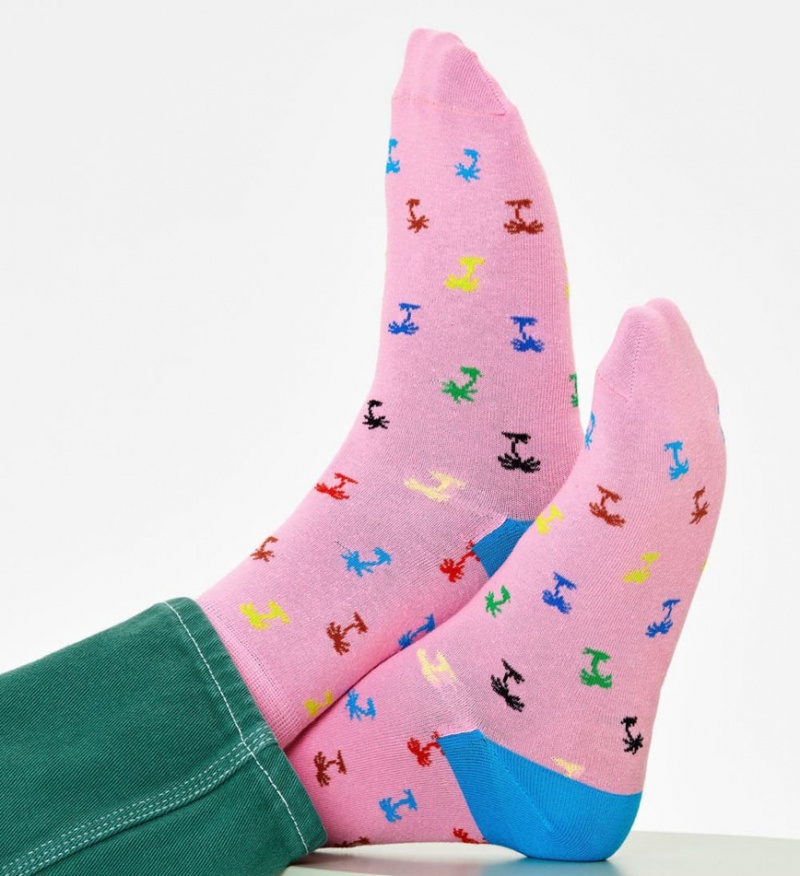 Happy Socks Palm 1/2 Crew Socken Unisex Rosa | Schweiz 41539TBEL