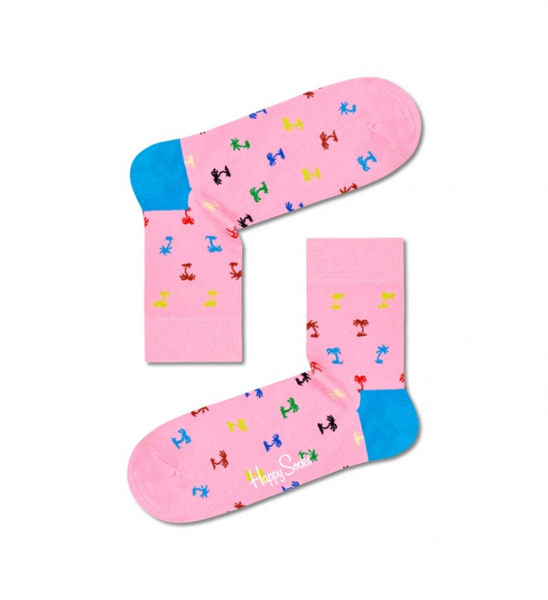 Happy Socks Palm 1/2 Crew Socken Unisex Rosa | Schweiz 41539TBEL