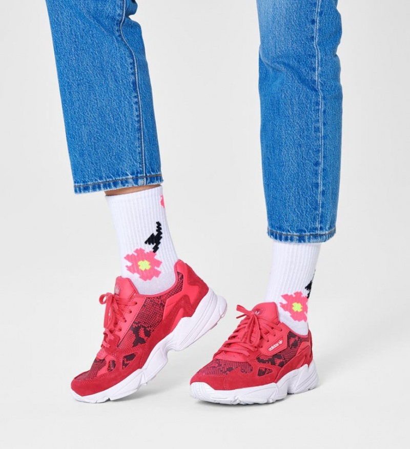 Happy Socks Pixle Flower 3/4 Crew Socken Unisex Weiß | Schweiz 59176GXMH