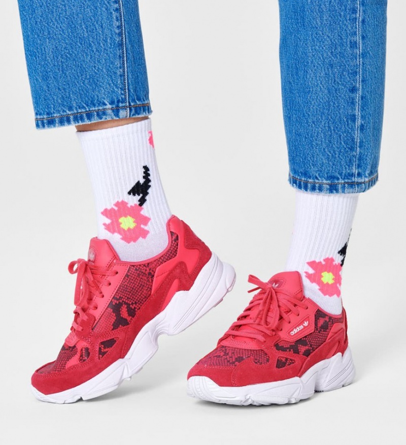 Happy Socks Pixle Flower 3/4 Crew Socken Unisex Weiß | Schweiz 59176GXMH