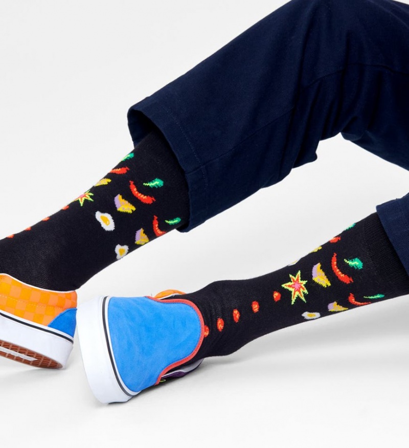 Happy Socks Pizza Invaders Socken Unisex Schwarz | Schweiz 04796BCMJ