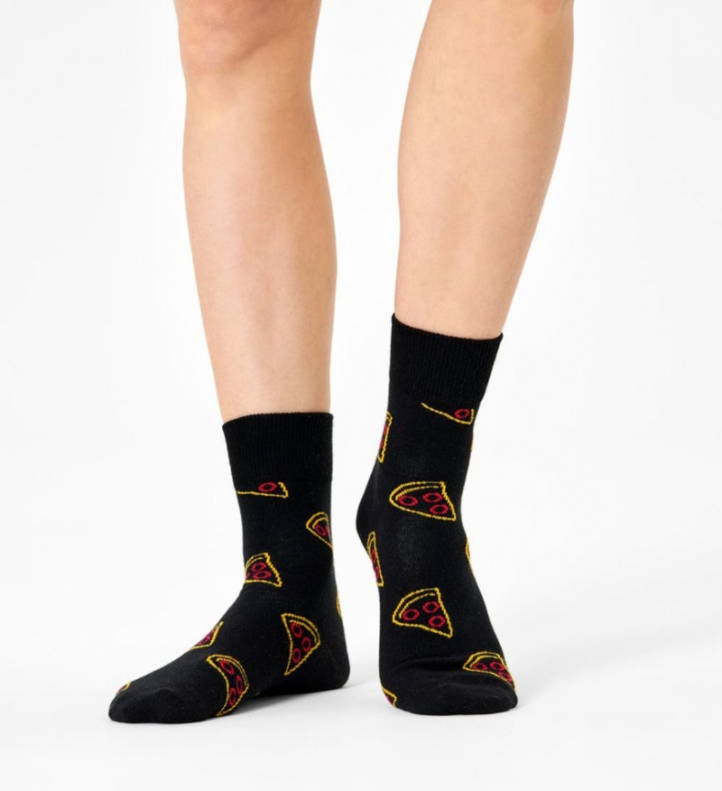 Happy Socks Pizza Slice 1/2 Crew Socken Unisex Schwarz | Schweiz 76453QUTI