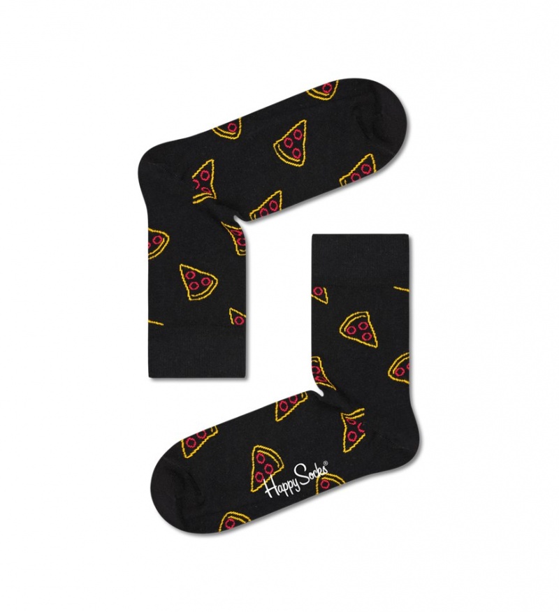 Happy Socks Pizza Slice 1/2 Crew Socken Unisex Schwarz | Schweiz 76453QUTI