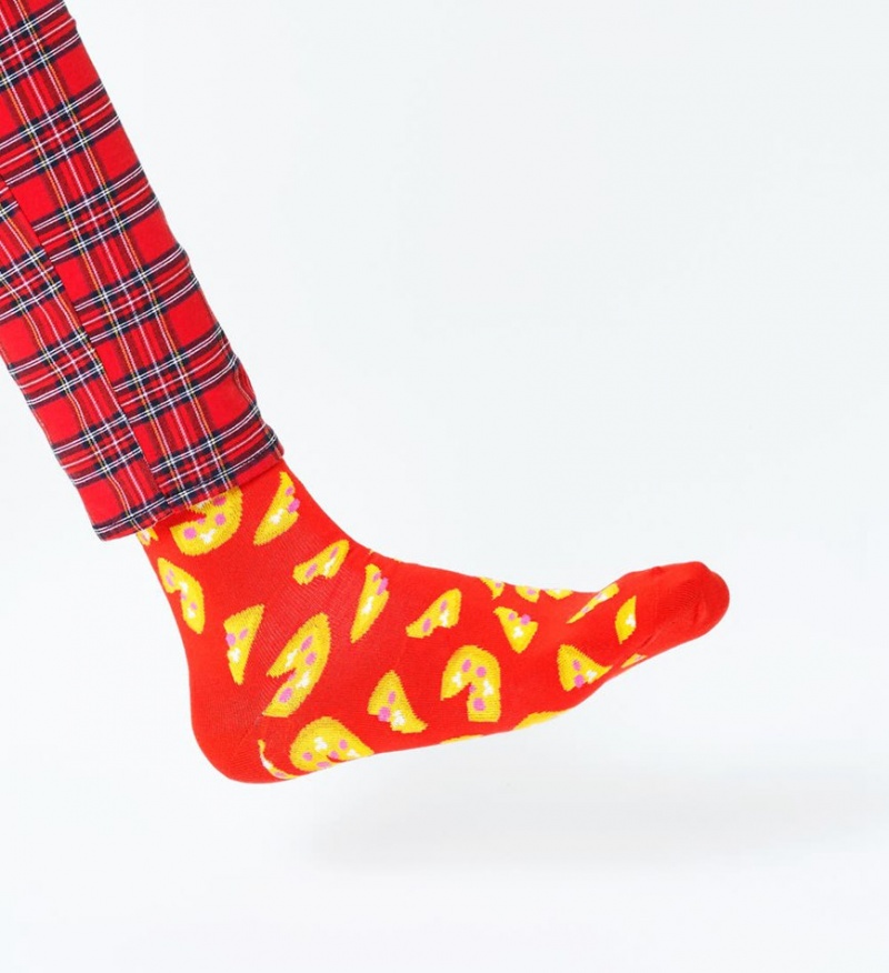 Happy Socks Pizza Socken Unisex Hellrot | Schweiz 34798EQAX