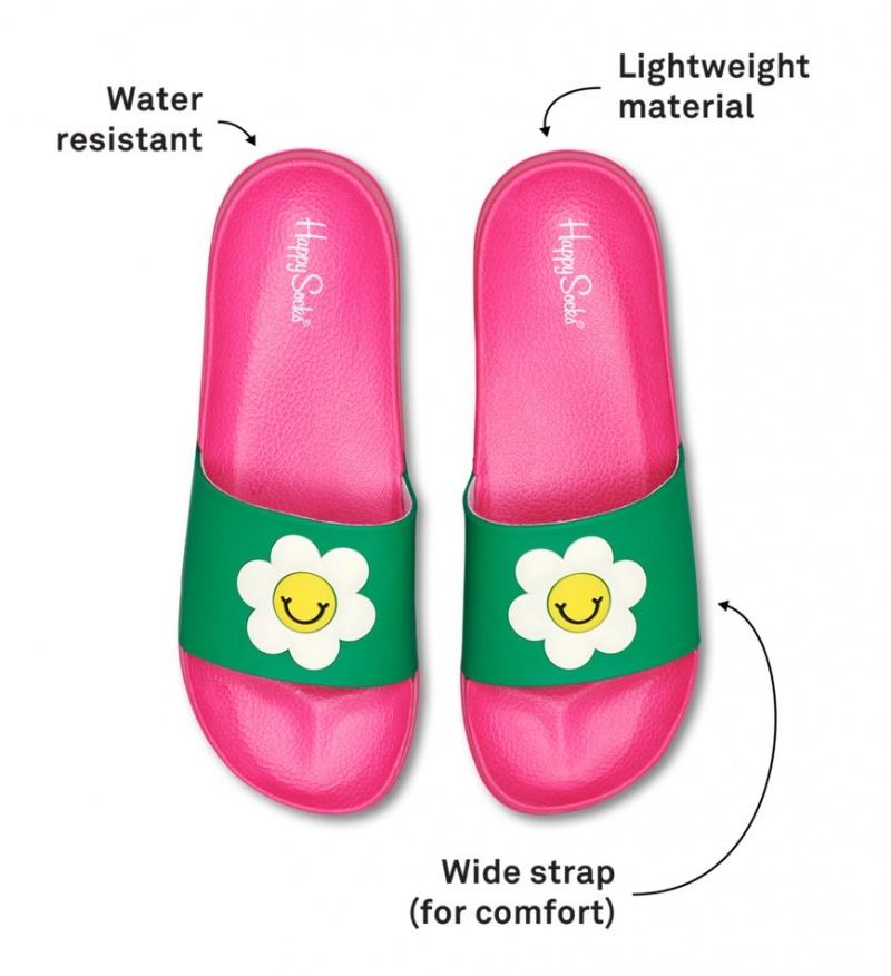 Happy Socks Pool Slider Smiling Daisy Pantoletten Damen Rosa | Schweiz 68012RWUO