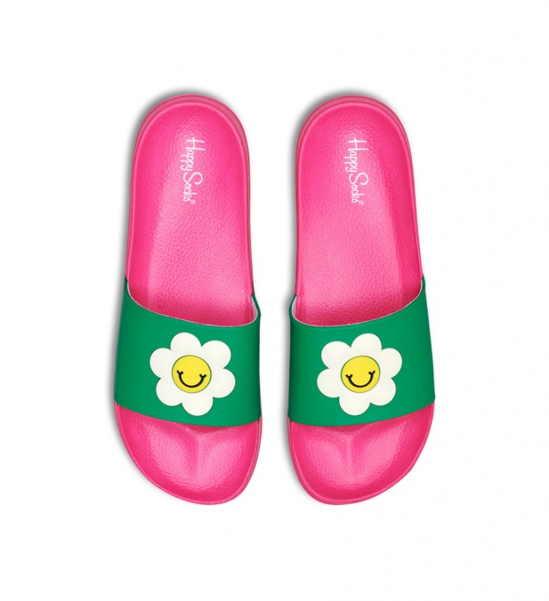 Happy Socks Pool Slider Smiling Daisy Pantoletten Damen Rosa | Schweiz 68012RWUO