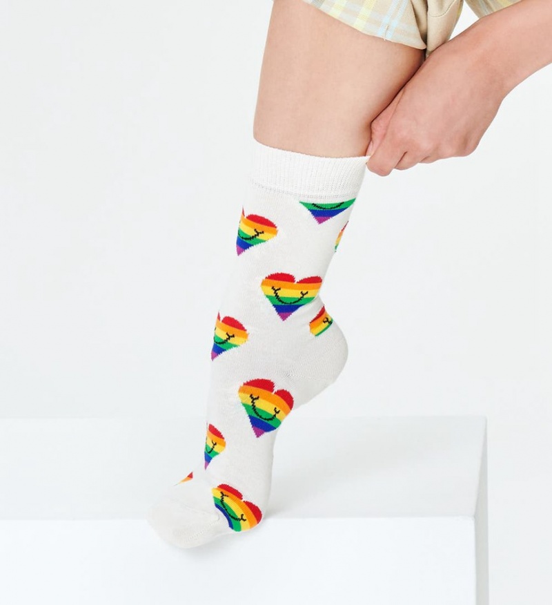 Happy Socks Pride Heart Socken Unisex Weiß | Schweiz 28597EADI