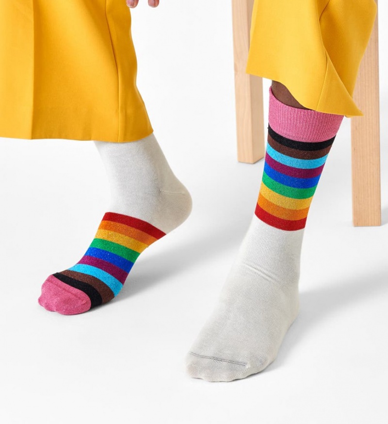 Happy Socks Pride Rainbow Socken Unisex Weiß | Schweiz 61870UARH