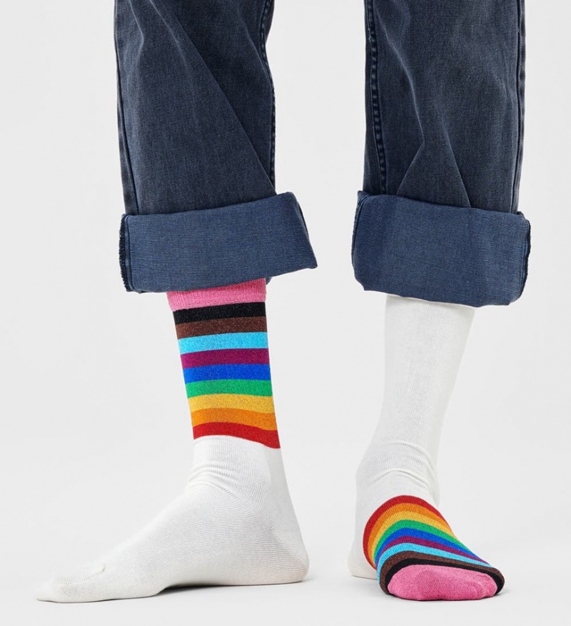 Happy Socks Pride Rainbow Socken Unisex Weiß | Schweiz 61870UARH