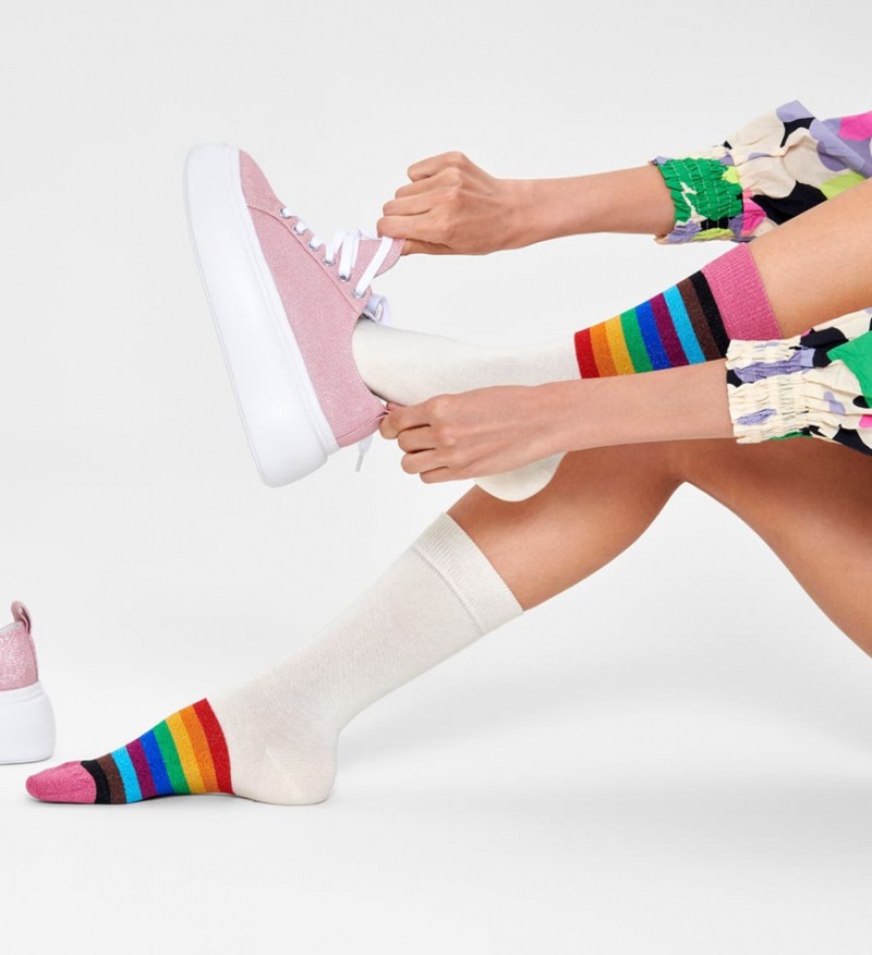 Happy Socks Pride Rainbow Socken Unisex Weiß | Schweiz 61870UARH