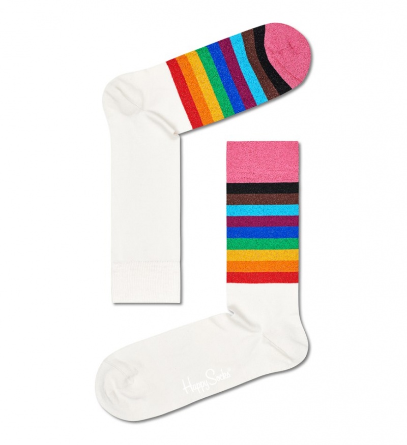 Happy Socks Pride Rainbow Socken Unisex Weiß | Schweiz 61870UARH