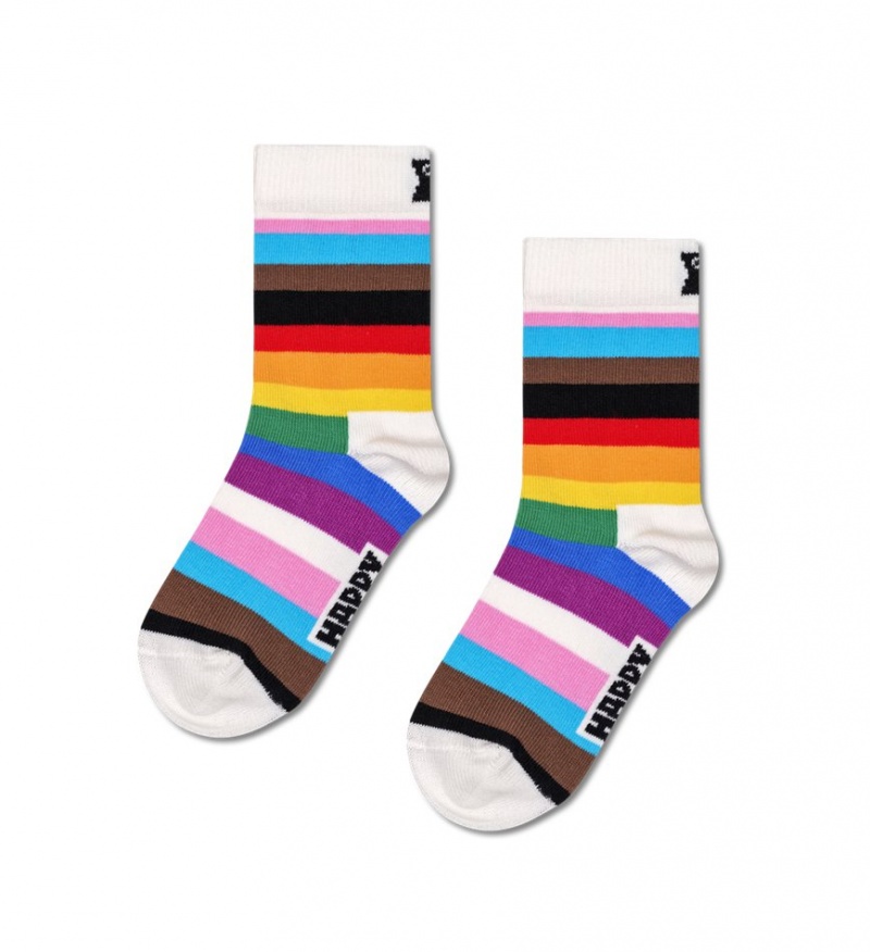 Happy Socks Pride Stripe Socken Kinder Weiß | Schweiz 64075YDKE