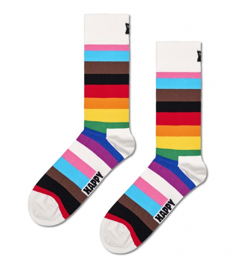 Happy Socks Pride Stripe Socken Unisex Weiß | Schweiz 42513UCVG