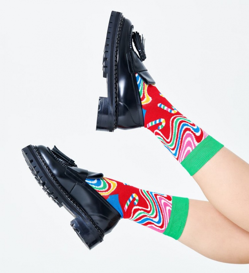 Happy Socks Psychedelic Candy Cane Socken Unisex Rot | Schweiz 38164PSME