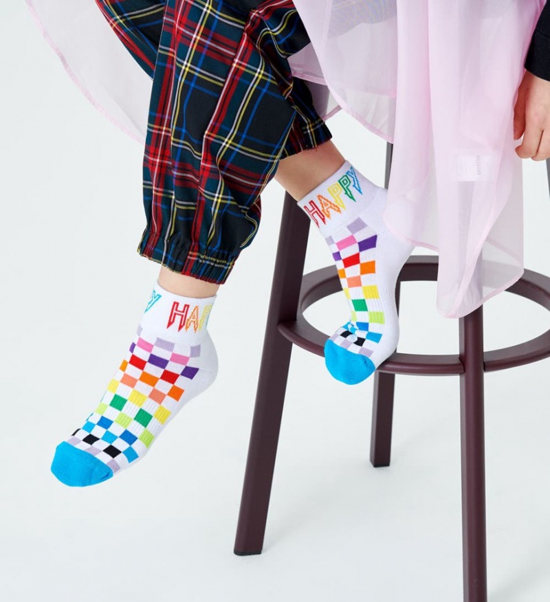 Happy Socks Rainbow Check 1/4 Crew Socken Unisex Mehrfarbig | Schweiz 28461AOZH