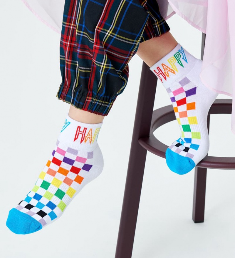 Happy Socks Rainbow Check 1/4 Crew Socken Unisex Mehrfarbig | Schweiz 28461AOZH