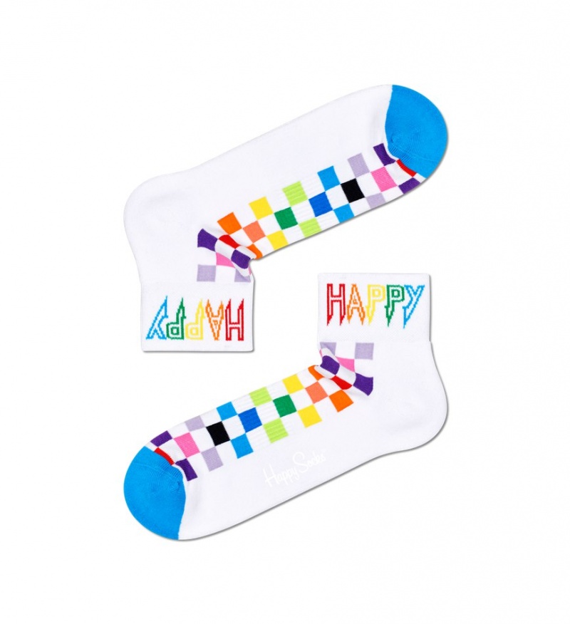 Happy Socks Rainbow Check 1/4 Crew Socken Unisex Mehrfarbig | Schweiz 28461AOZH