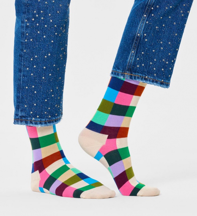 Happy Socks Rainbow Check Socken Unisex Weiß | Schweiz 48906NFEJ