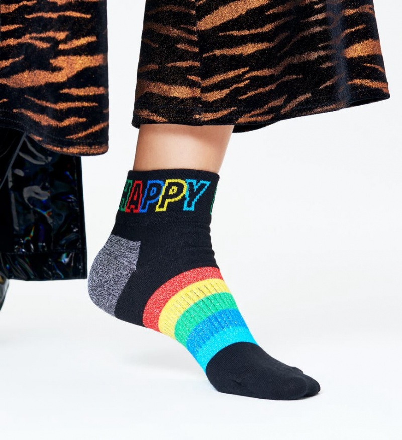 Happy Socks Rainbow Stripe 1/4 Crew Socken Unisex Schwarz | Schweiz 26157ONVX