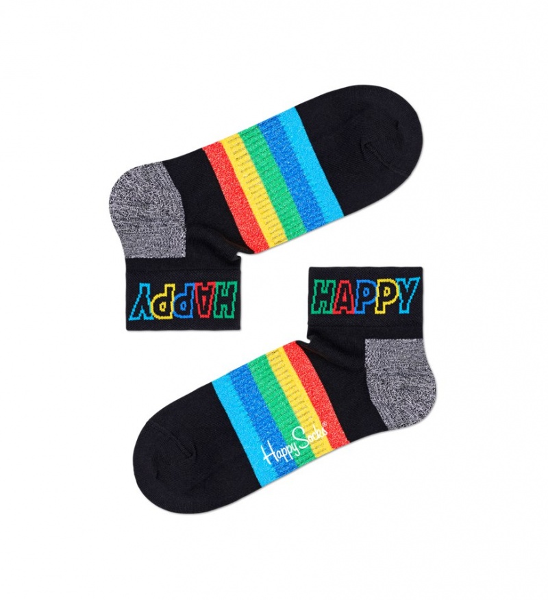 Happy Socks Rainbow Stripe 1/4 Crew Socken Unisex Schwarz | Schweiz 26157ONVX