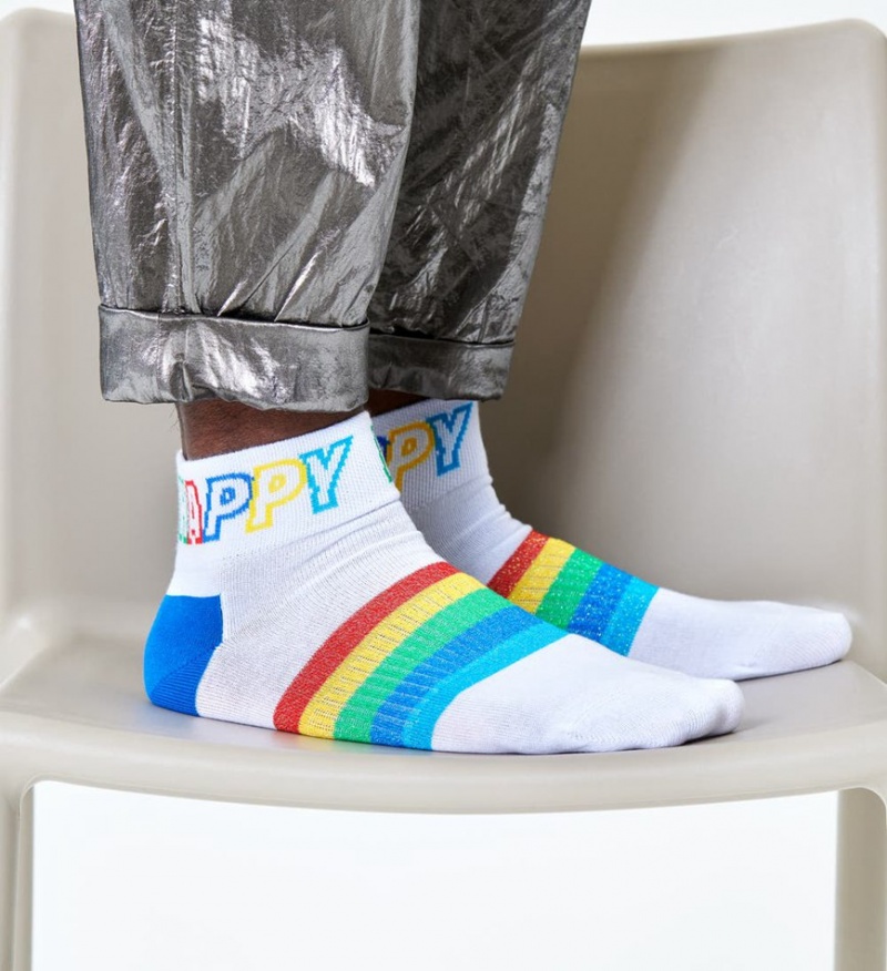 Happy Socks Rainbow Stripe 1/4 Crew Socken Unisex Schwarz | Schweiz 51768DFMR