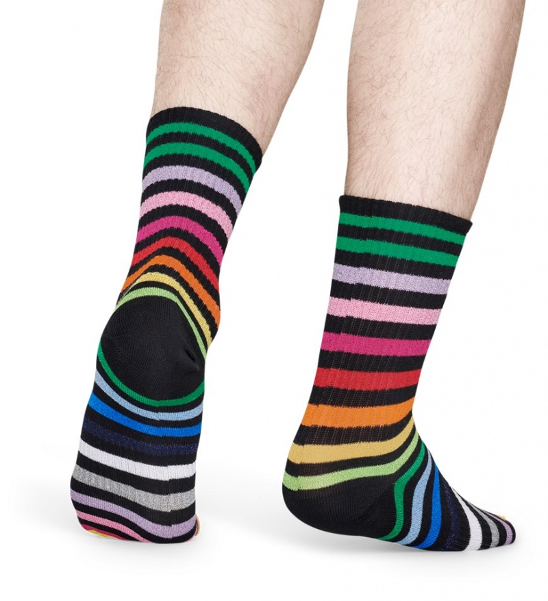 Happy Socks Rainbow Stripe 3/4 Crew Socken Unisex Schwarz | Schweiz 80615GFDX