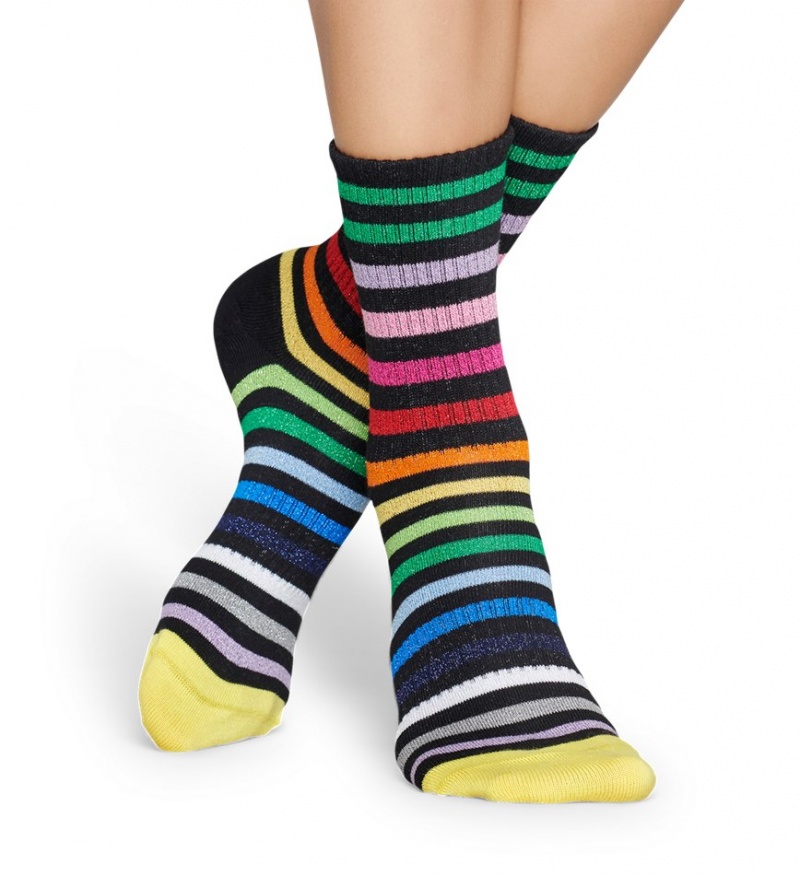 Happy Socks Rainbow Stripe 3/4 Crew Socken Unisex Schwarz | Schweiz 80615GFDX