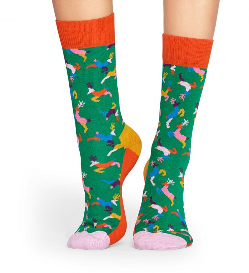 Happy Socks Reindeer Socken Unisex Grün | Schweiz 12530RXIP