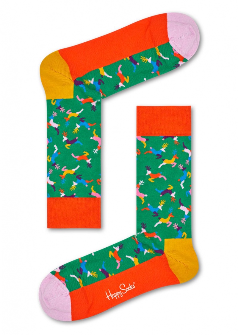 Happy Socks Reindeer Socken Unisex Grün | Schweiz 12530RXIP