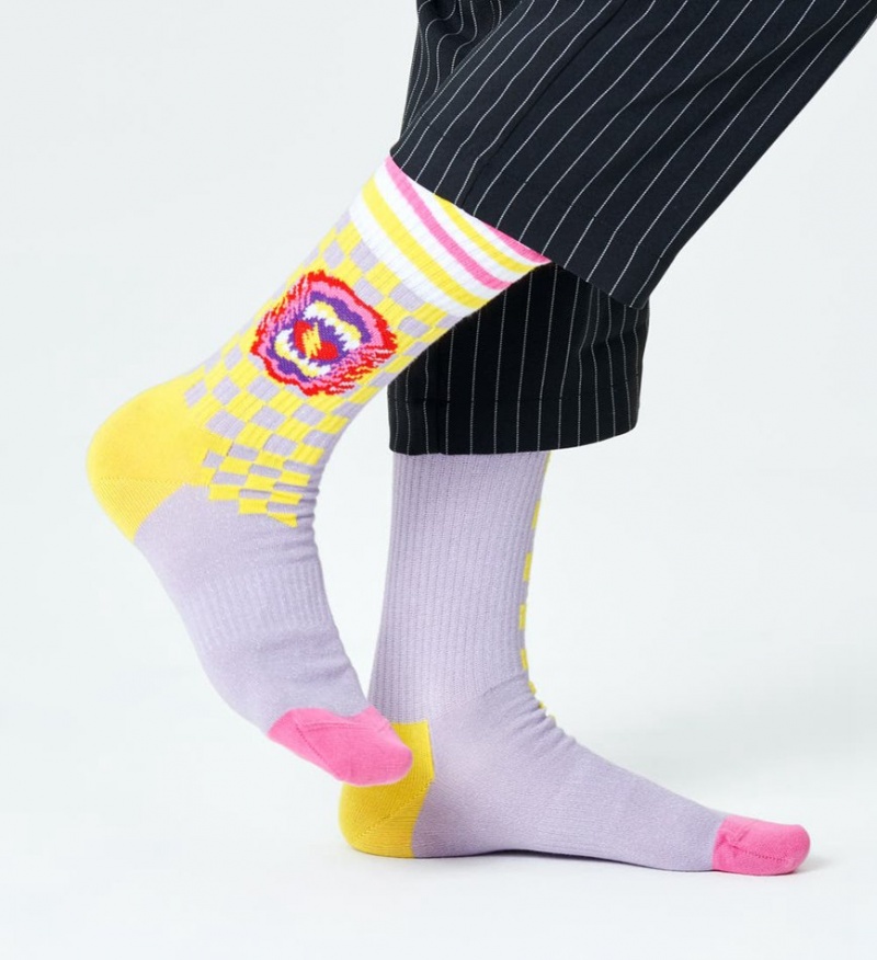 Happy Socks Roar Thin Crew Socken Unisex Helllila | Schweiz 98253CRWM