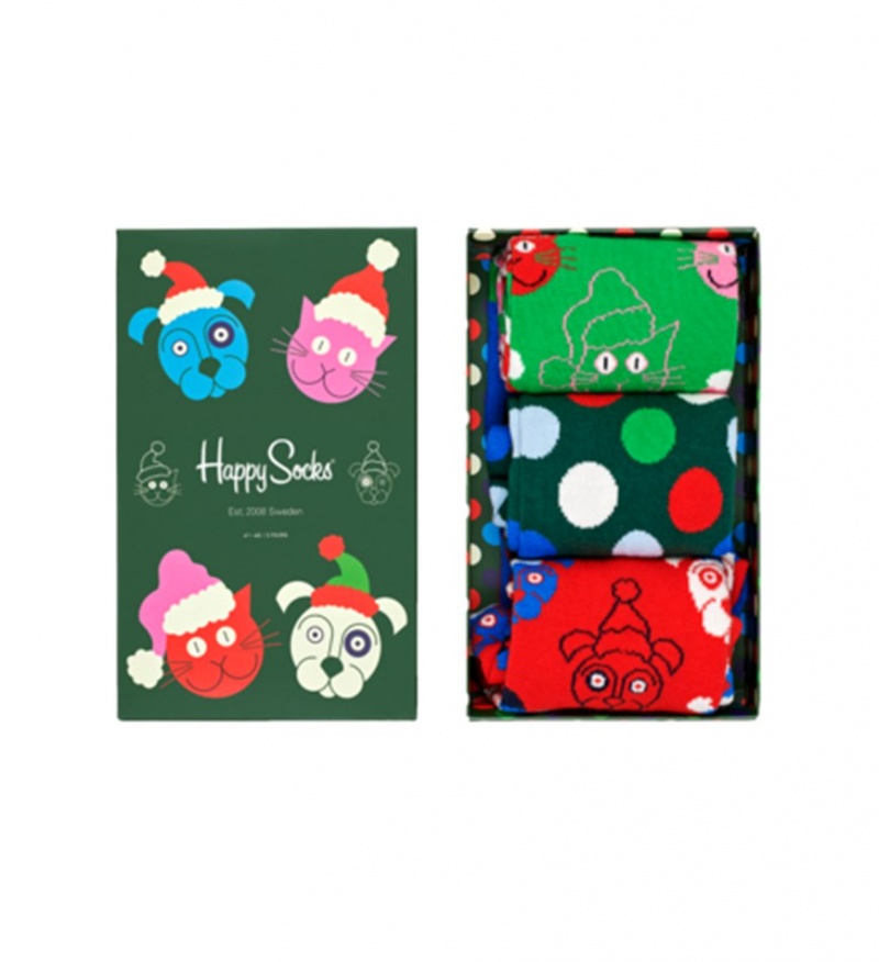 Happy Socks Santa Animals 3-Pack Gift Set Unisex Dunkelgrün | Schweiz 04973FVCW