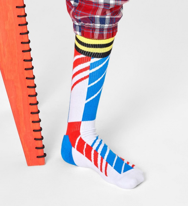 Happy Socks Scattered Stripe Crew Socken Unisex Weiß | Schweiz 64237SKVR