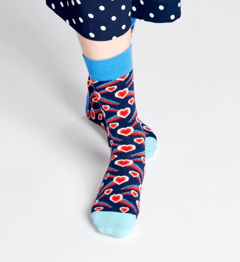 Happy Socks Shooting Heart Socken Unisex Navy | Schweiz 24307WMKN