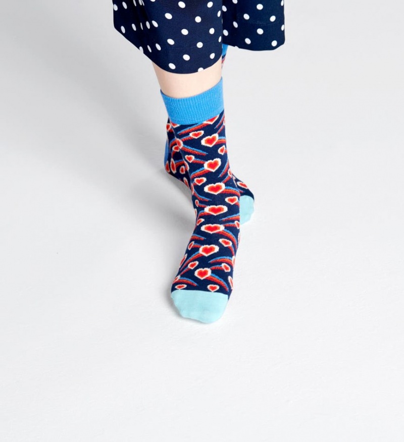 Happy Socks Shooting Heart Socken Unisex Navy | Schweiz 24307WMKN