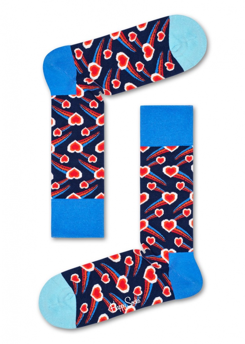 Happy Socks Shooting Heart Socken Unisex Navy | Schweiz 24307WMKN