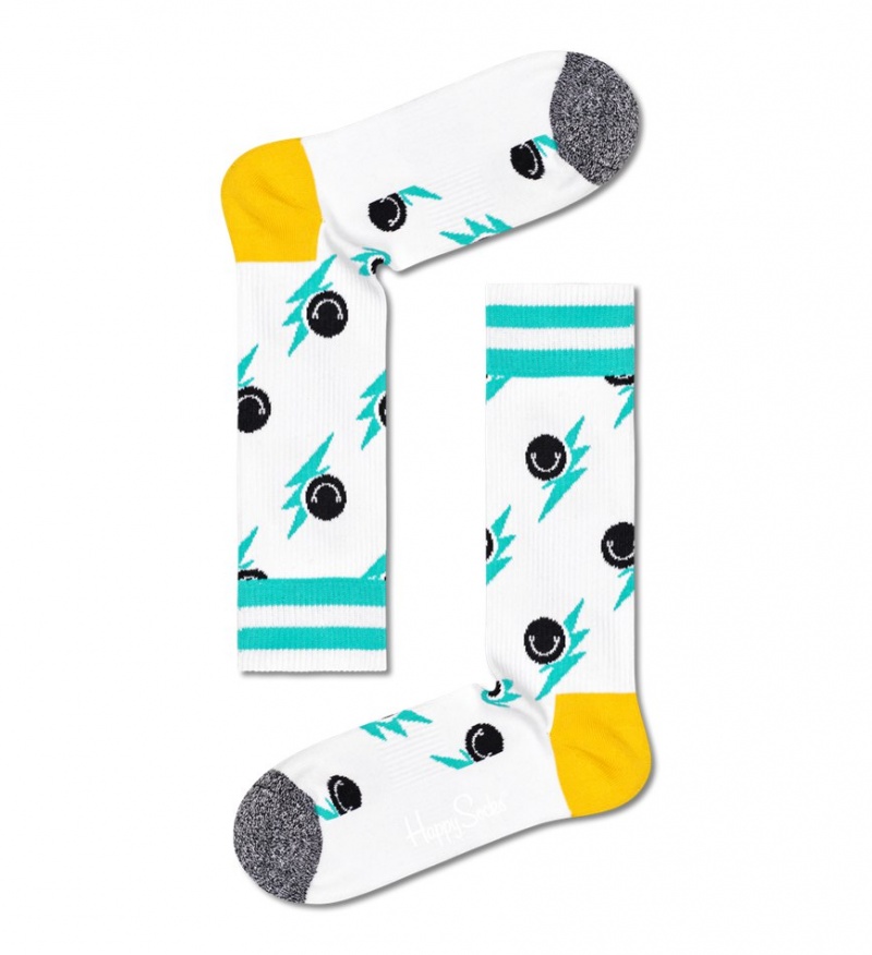 Happy Socks Smile Flash Crew Socken Unisex Weiß | Schweiz 31245TWJY