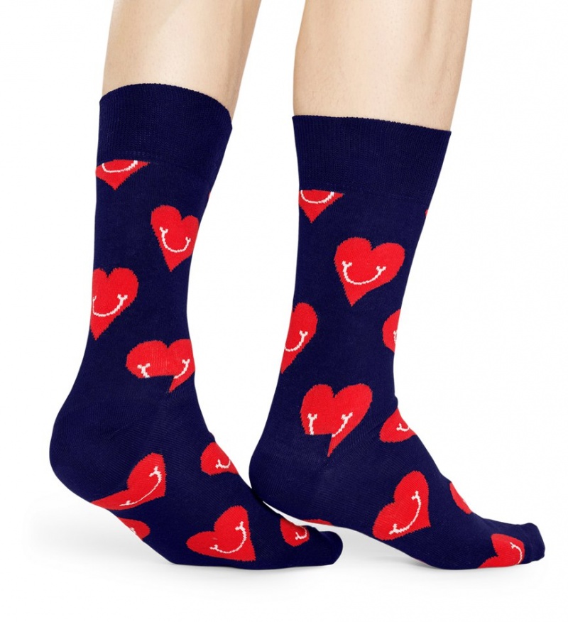 Happy Socks Smiling Heart Socken Unisex Navy | Schweiz 30256YHTW