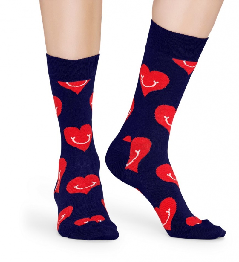 Happy Socks Smiling Heart Socken Unisex Navy | Schweiz 30256YHTW