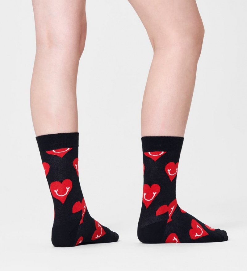 Happy Socks Smiling Heart Socken Unisex Schwarz | Schweiz 15694KCXF