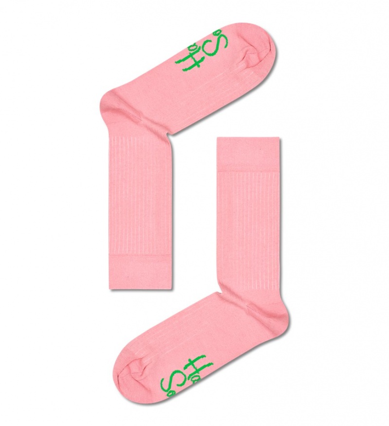 Happy Socks Solid Rib Socken Unisex Hellrosa | Schweiz 69708MNDT