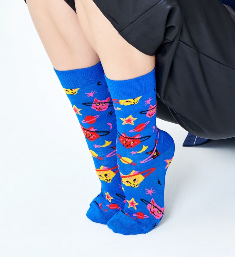 Happy Socks Space Cat Socken Unisex Blau | Schweiz 69317BKWS