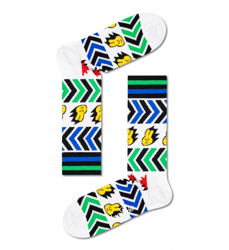 Happy Socks Speed Thin Crew Socken Unisex Weiß | Schweiz 87316RKSJ