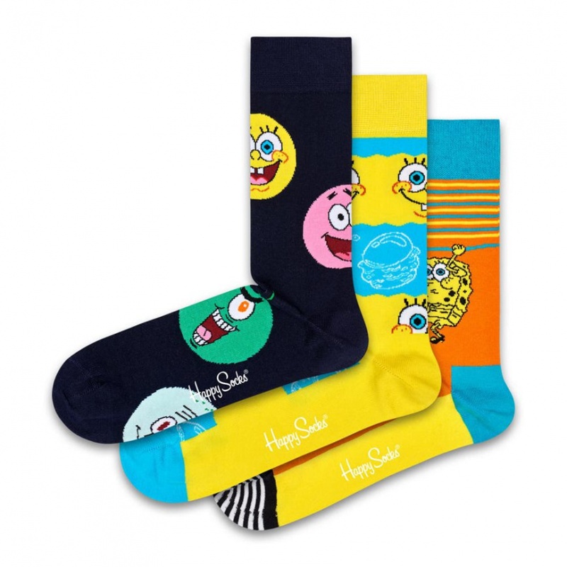 Happy Socks Sponge Bob 3-pack Gift Set Unisex Hellgelb | Schweiz 12697IDAK